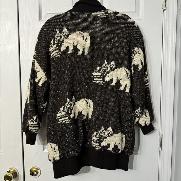 Tundra Full Zip Women's Med Heavy Wool Lined Polar Bear Jacket Y2K Parka - Picture 9 of 11